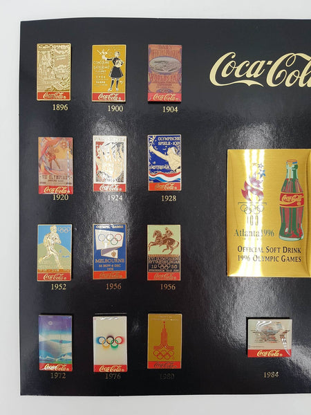 Pin's de collection Coca Cola "Jeux Olympiques 1996" encadrement en bois