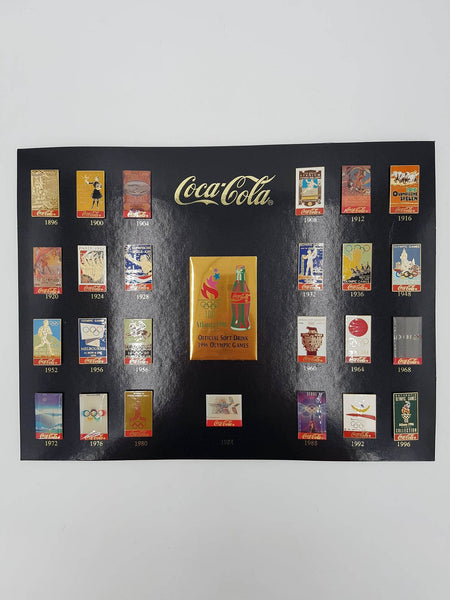 Pin's de collection Coca Cola "Jeux Olympiques 1996" encadrement en bois