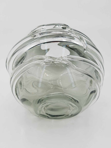 Vase vintage en verre soufflé transparent et fumé