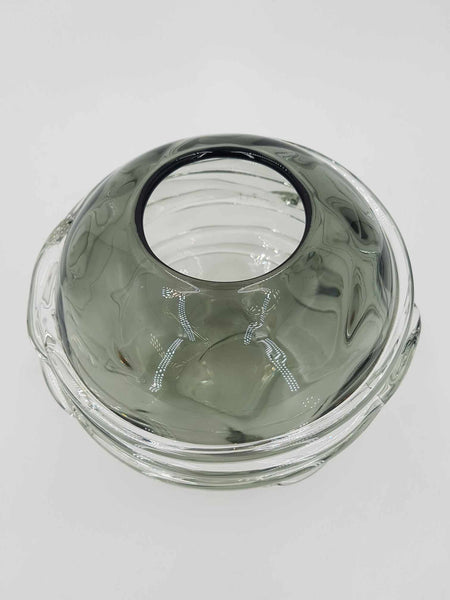 Vase vintage en verre soufflé transparent et fumé