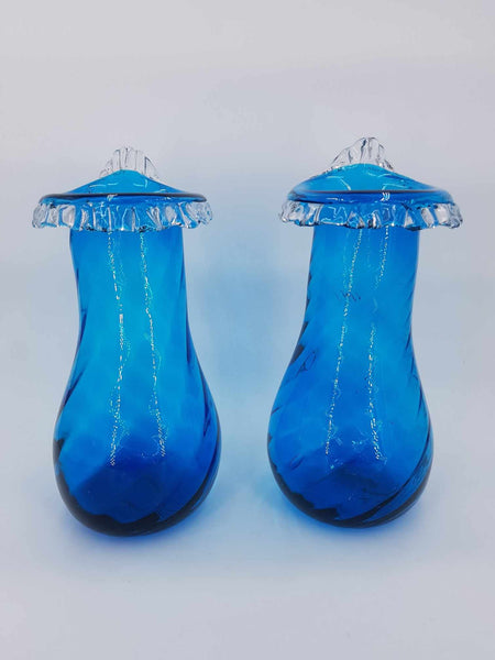 Paire de vases Art nouveau en verre soufflé torsadé attribué à Auguste Jean (1829-1896)