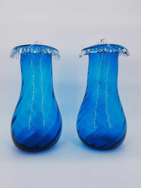 Paire de vases Art nouveau en verre soufflé torsadé attribué à Auguste Jean (1829-1896)
