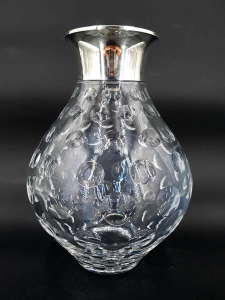 Rare vase Art déco orfèvre Wilhelm Binder en cristal et argent 925 (1910-1920)