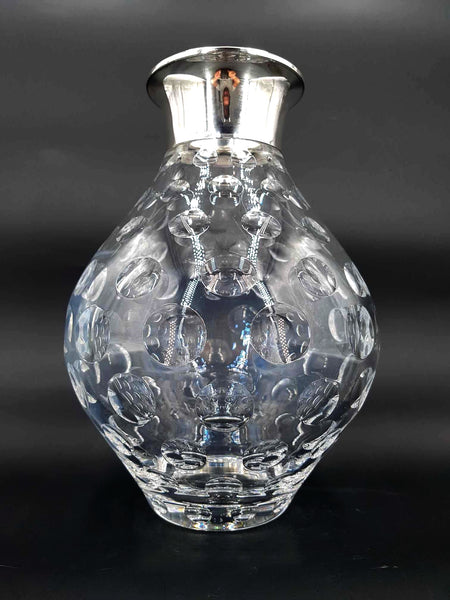 Rare vase Art déco orfèvre Wilhelm Binder en cristal et argent 925 (1910-1920)