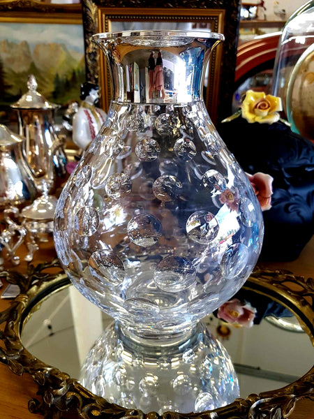 Rare vase Art déco orfèvre Wilhelm Binder en cristal et argent 925 (1910-1920)