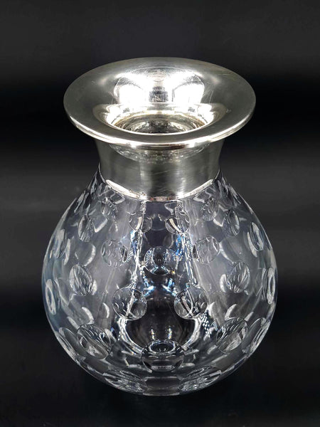 Rare vase Art déco orfèvre Wilhelm Binder en cristal et argent 925 (1910-1920)