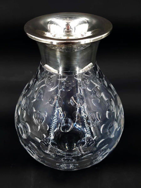 Rare vase Art déco orfèvre Wilhelm Binder en cristal et argent 925 (1910-1920)