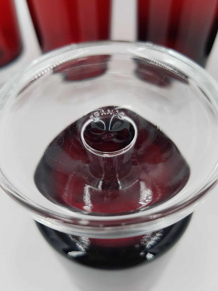 11 verres à vin vintage Luminarc de couleur rubis (1960)
