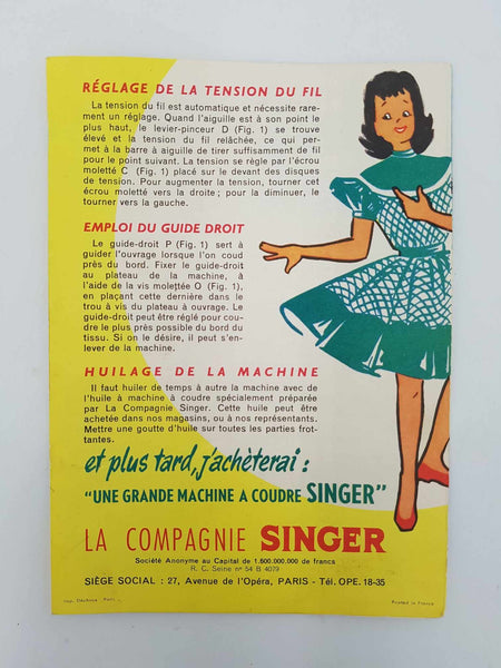 Machine à coudre SINGER vintage pour enfant dans sa boite d'origine (1950)