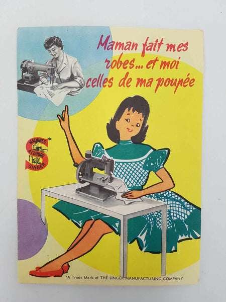 Machine à coudre SINGER vintage pour enfant dans sa boite d'origine (1950)