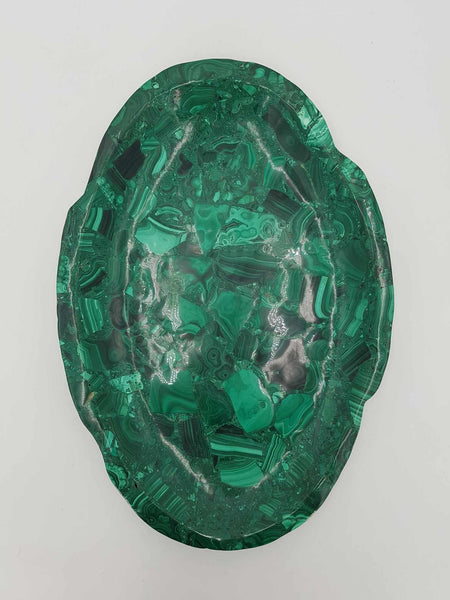 Plateau de forme ovale en malachite du Congo