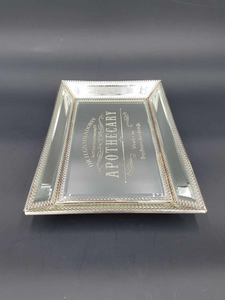 Rare petit plateau miroir biseauté DR H.GNADENDORFF N.Y. APOTHECARY