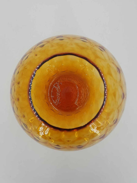 Vase boule vintage en verre de couleur ambre