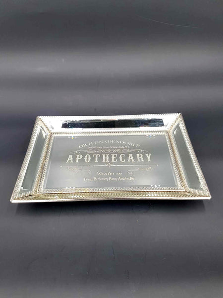 Rare petit plateau miroir biseauté DR H.GNADENDORFF N.Y. APOTHECARY