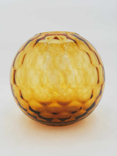 Vase boule vintage en verre de couleur ambre
