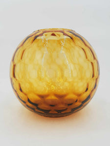 Vase boule vintage en verre de couleur ambre