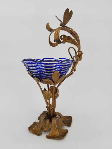 Coupe Art Nouveau en verre sur une une monture en bronze doré
