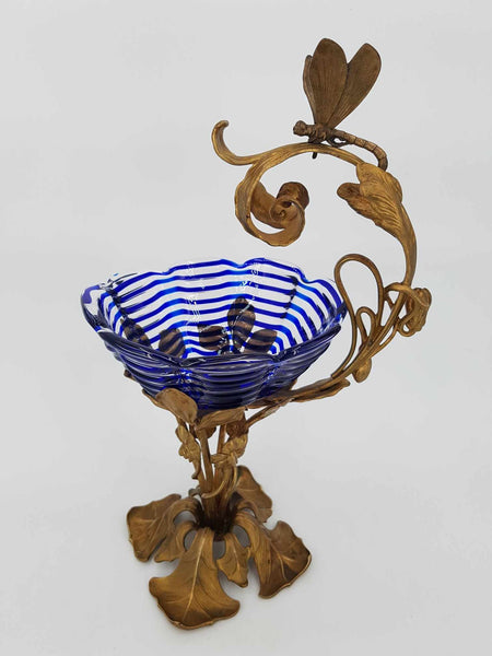 Coupe Art Nouveau en verre sur une une monture en bronze doré