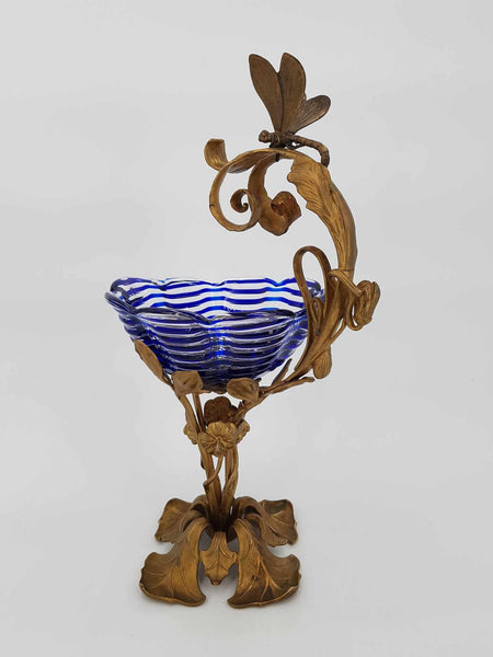 Coupe Art Nouveau en verre sur une une monture en bronze doré