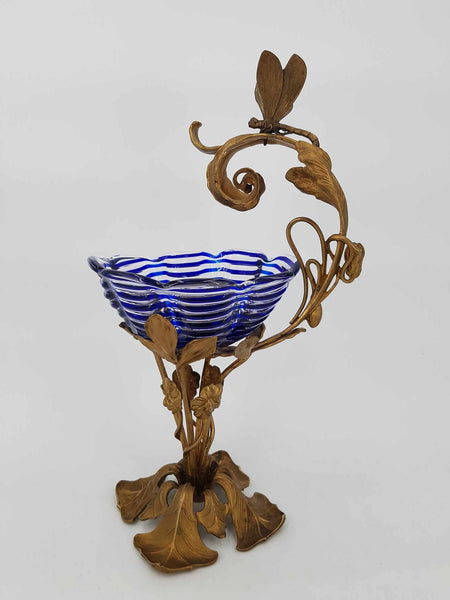 Coupe Art Nouveau en verre sur une une monture en bronze doré