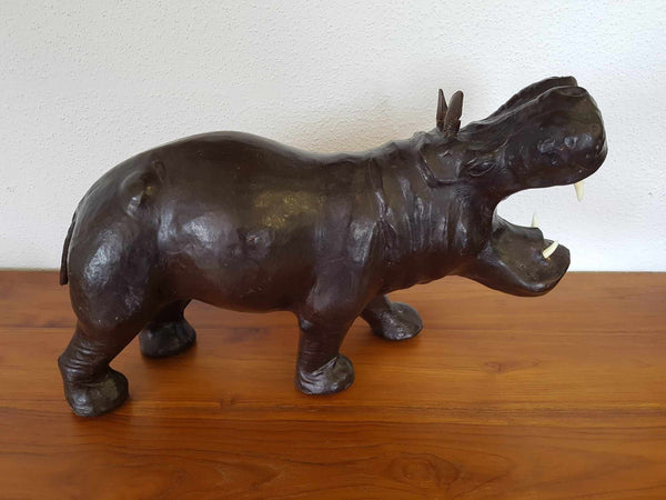 Hippopotame décoratif en cuir des années 60