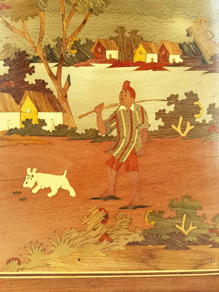 Tableau en marqueterie de bois "Tintin à Madagascar"