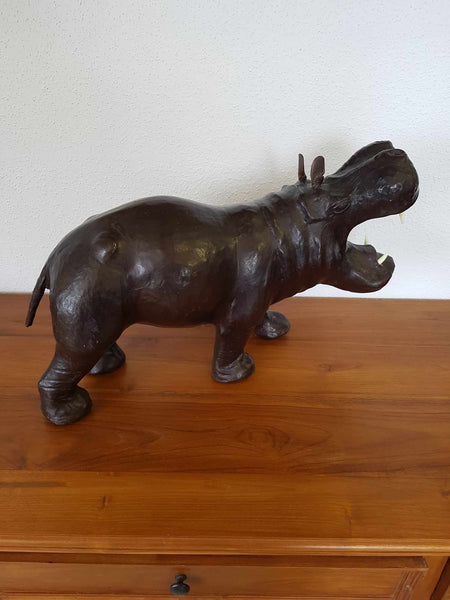 Hippopotame décoratif en cuir des années 60