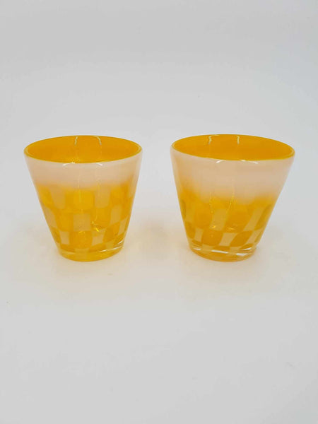 Rares verres à glace Japonais période Meiji à damier coloré et opalescent