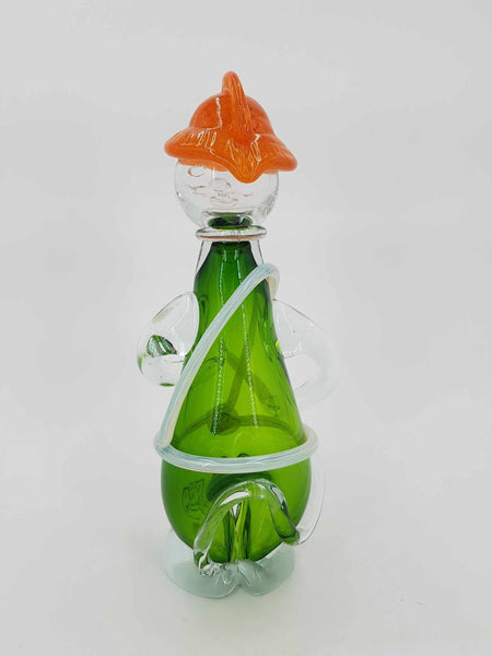 Grande figurine de pompier en verre d'art par M F Cristal de Paris