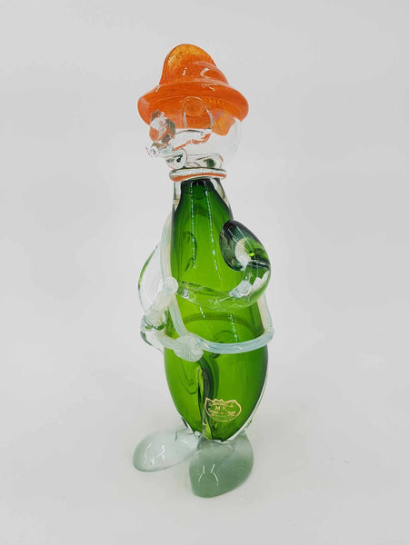 Grande figurine de pompier en verre d'art par M F Cristal de Paris