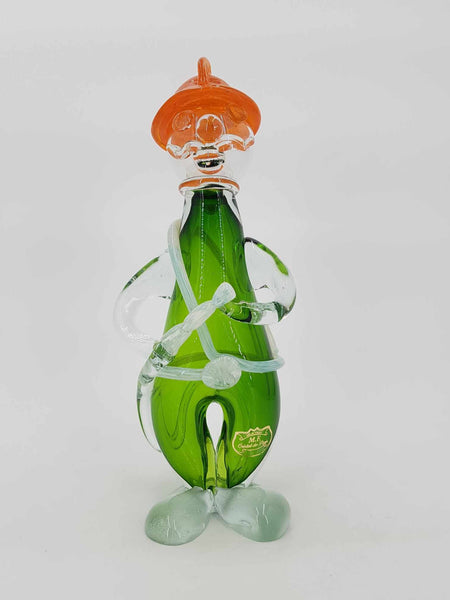 Grande figurine de pompier en verre d'art par M F Cristal de Paris