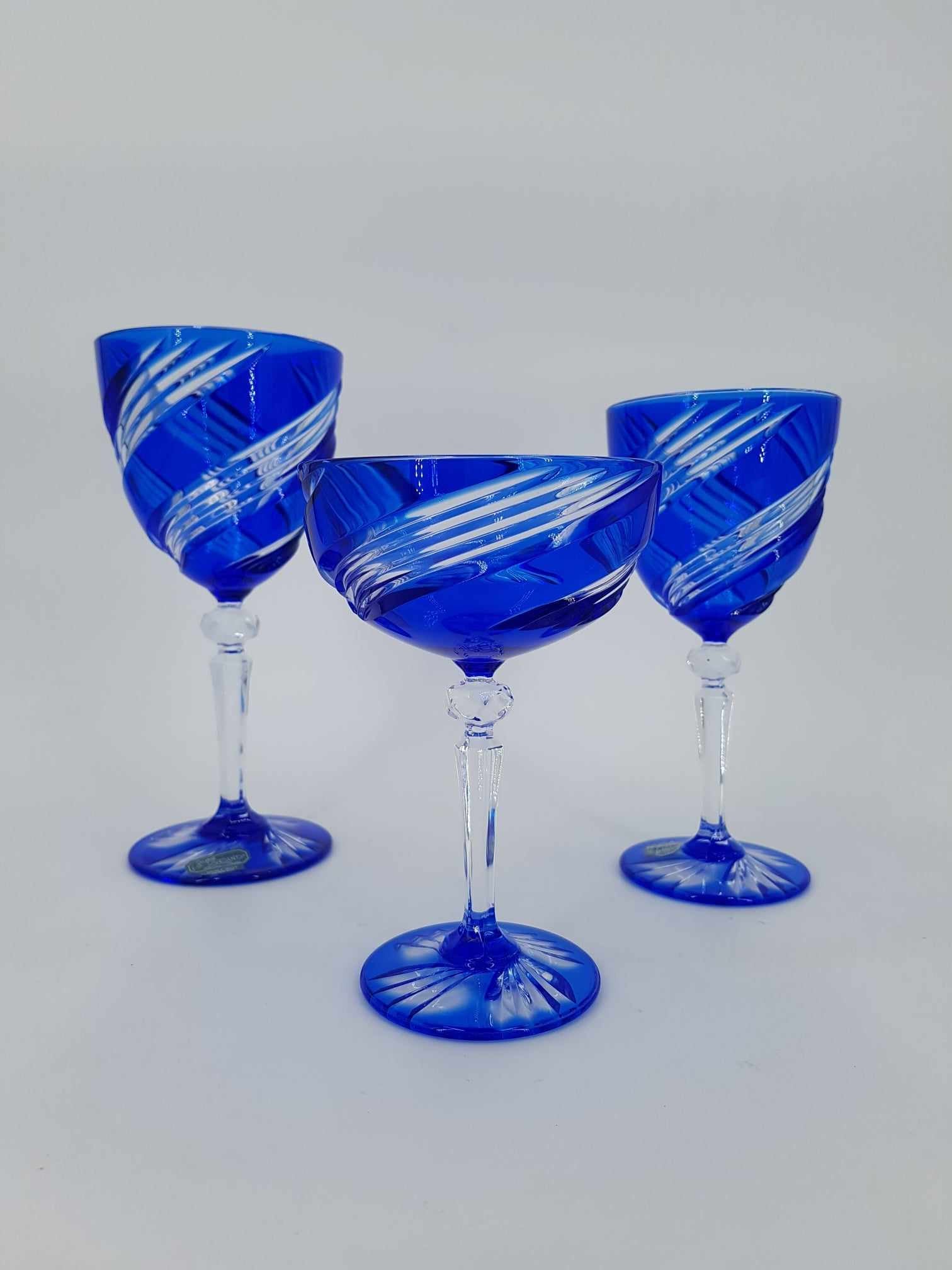 Trio de verres à vin et champagne par J G Durand (Cristallerie d'Arques)