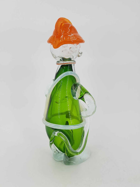 Grande figurine de pompier en verre d'art par M F Cristal de Paris