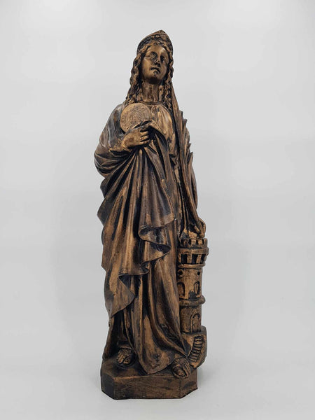 Grande statue de la Sainte-Barbe en plâtre