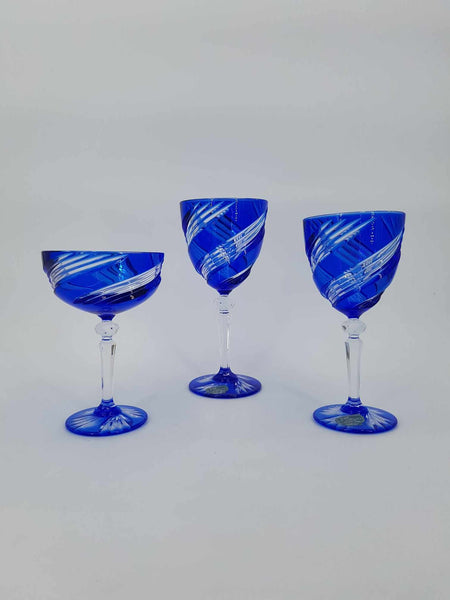 Trio de verres à vin et champagne par J G Durand (Cristallerie d'Arques)