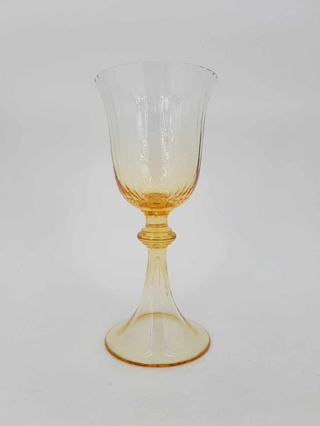 Ensemble de 6 verres à vin en cristal aux reflets dorés "Cristallerie de Portieux"