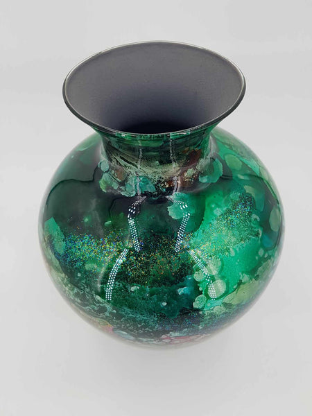 Grand vase en verre laqué pièce unique par Jean Noël Bouillet