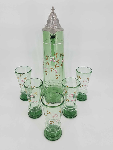 Rare service Art Nouveau Allemand en verre avec présence d'ouraline