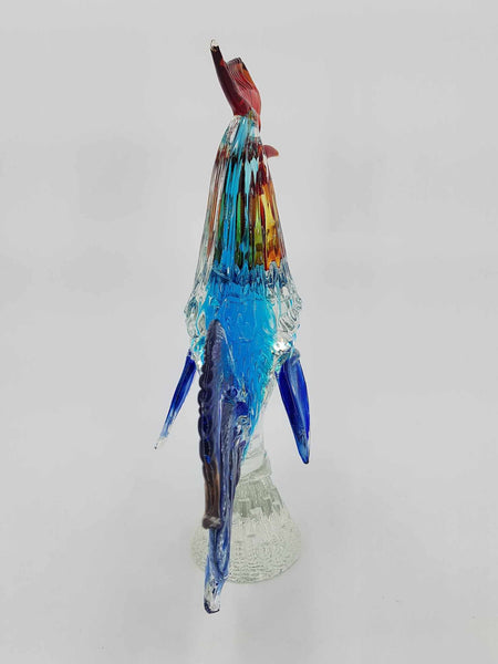 Grand et majestueux coq en verre de Murano multicolore (35 cm)