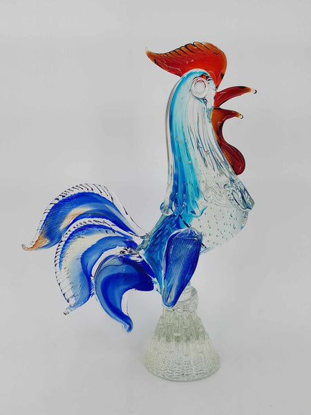 Grand et majestueux coq en verre de Murano multicolore (35 cm)