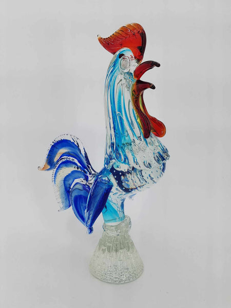 Grand et majestueux coq en verre de Murano multicolore (35 cm)