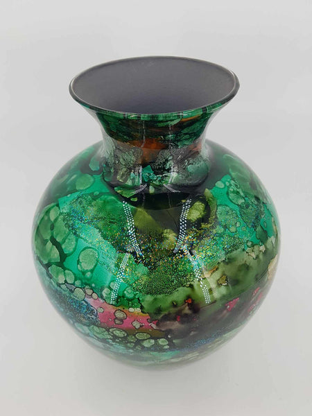 Grand vase en verre laqué pièce unique par Jean Noël Bouillet