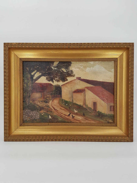 Huile sur toile intitulée "Une ferme à Saint Georges de Didonne" signée et datée de 1910