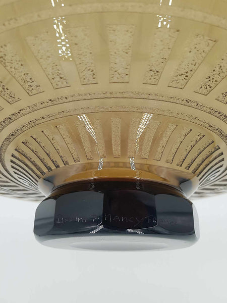 Grande et rare coupe Art Déco Daum Nancy en verre fumé à motif géométrique dégagé à l'acide (1930)