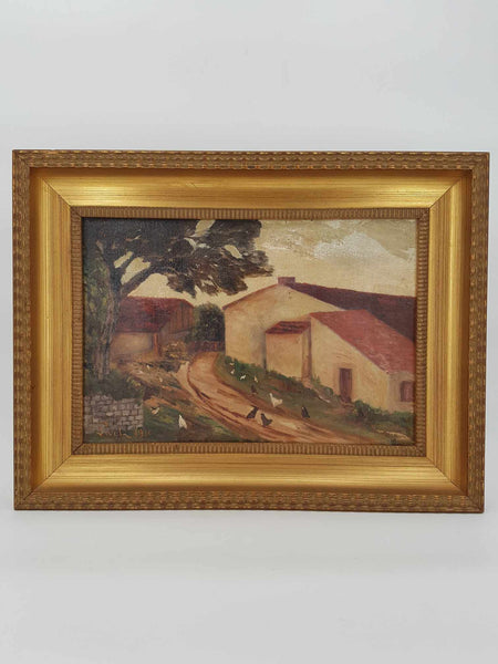 Huile sur toile intitulée "Une ferme à Saint Georges de Didonne" signée et datée de 1910