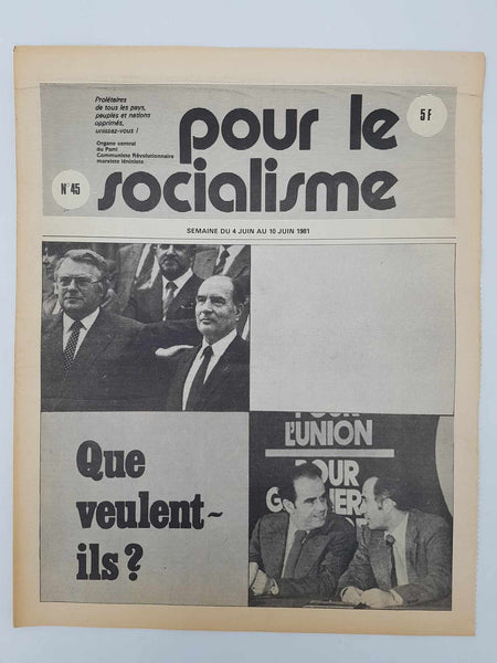 Ensemble de 25 anciens journaux "Pour le socialisme" de Octobre 1980 à Juillet 1981