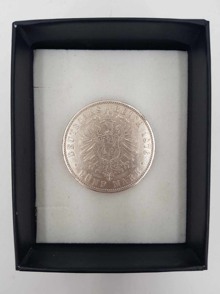 Ancienne pièce de monnaie "Fünf Mark" en argent datée de 1876