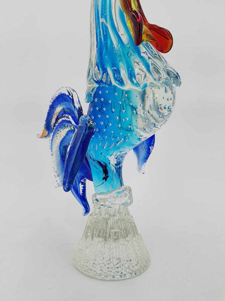 Grand et majestueux coq en verre de Murano multicolore (35 cm)