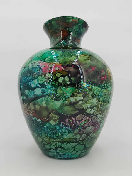 Grand vase en verre laqué pièce unique par Jean Noël Bouillet