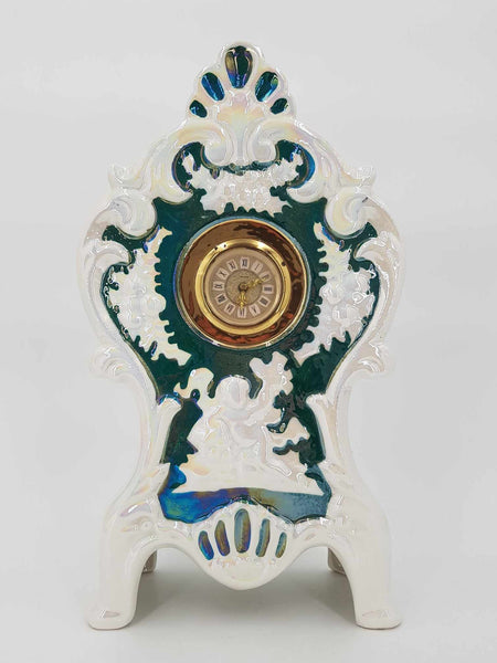 Rare horloge à poser en céramique de couleur irisée signée Firenze (Florence en Italie)